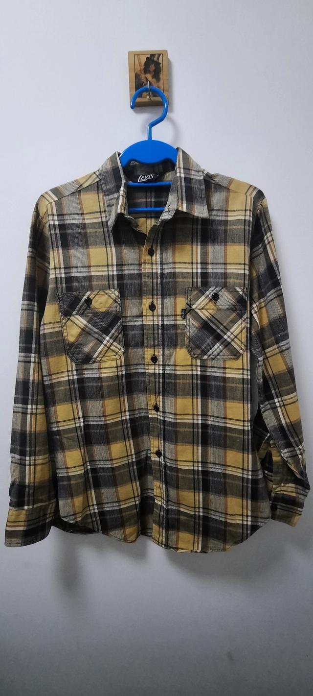 Vintage 80 s Levi's Black Tab Plaid Yellow Multicollered Double Pocket Button shirt