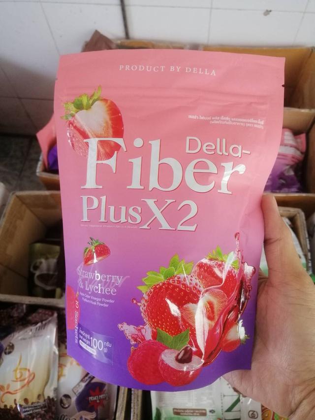 Della Fiber Plus X2 เดลล่าไฟเบอร์ รสสตอเบอรี่และลิ้นจี่ (1 ห่อ บรรจุ 7 ซอง) 3