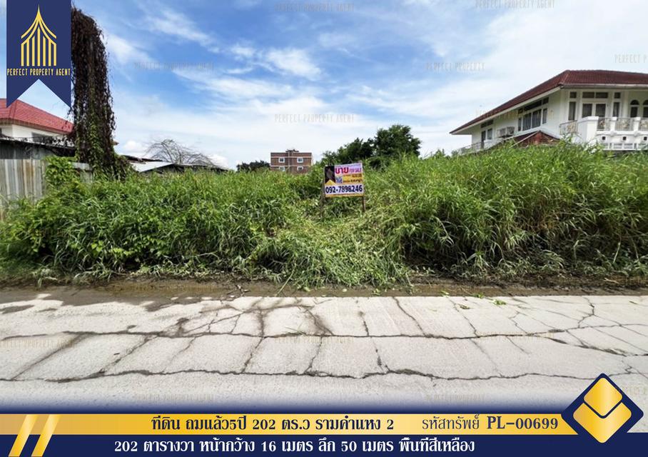 ขายที่ดิน ถมแล้ว5ปี 202 ตร.ว รามคำแหง 2 1