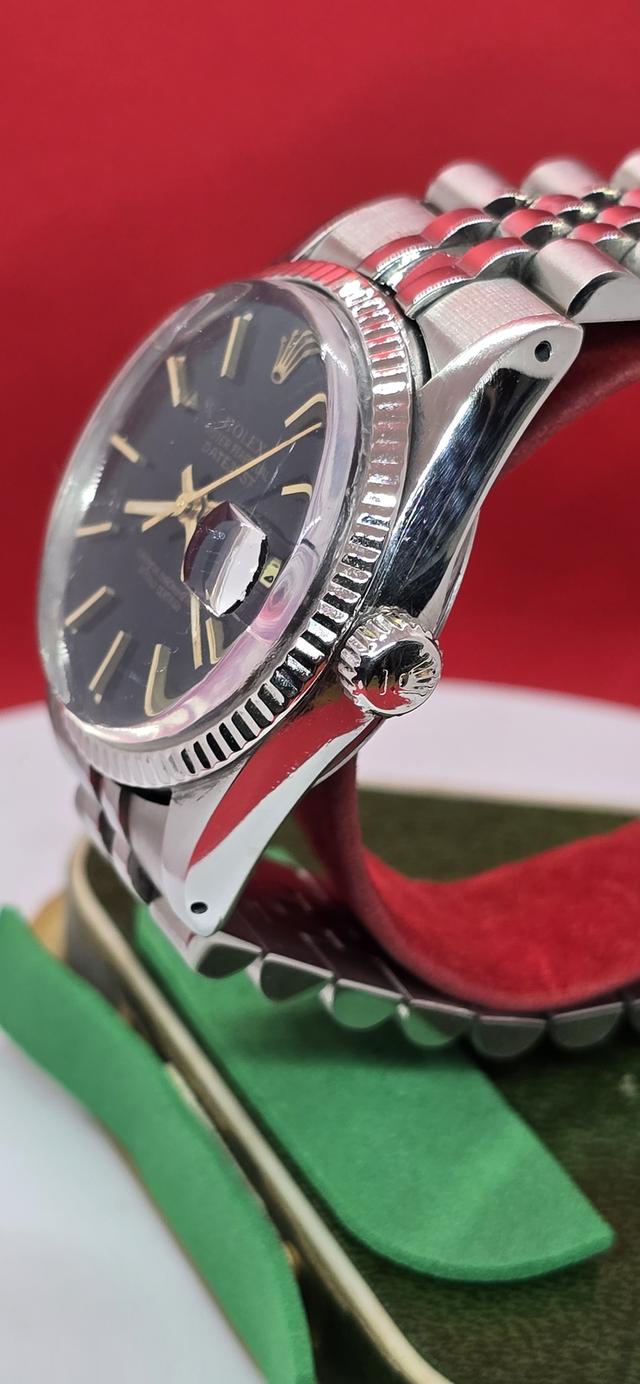 ROLEX datejust AUTOMATIC งานประกอบ หน้าแท้ ขอบแท้ทองคำขาวเม็ดทองคำขาว เครื่อง eta swiss สายงายเดรด ขาย25000 รูปที่ 3