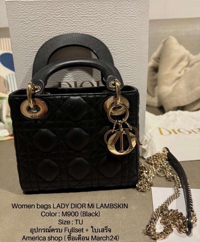 Women bags LADY DIOR Mi LAMBSKIN Color : M900 (Black)Size : TUอุปกรณ์ครบ Fullset + ใบเสร็จAmerica shop ( ซื้อเดือน March24)📌ส่งต่อราคา 160,000 THB.