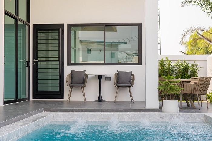 ขายบ้านเดี่ยวสร้างใหม่ พร้อมลงทุน สไตล์พูลวิลล่าหรู โครงการThamber Pool Villa บางละมุง ชลบุรี.