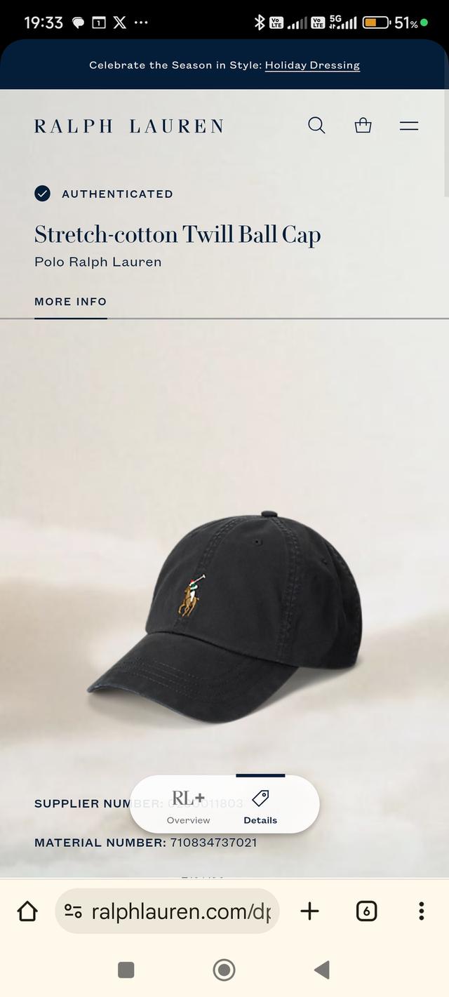 Ralph Lauren POLO - Stretch-cotton Twill Ball Cap "Black"