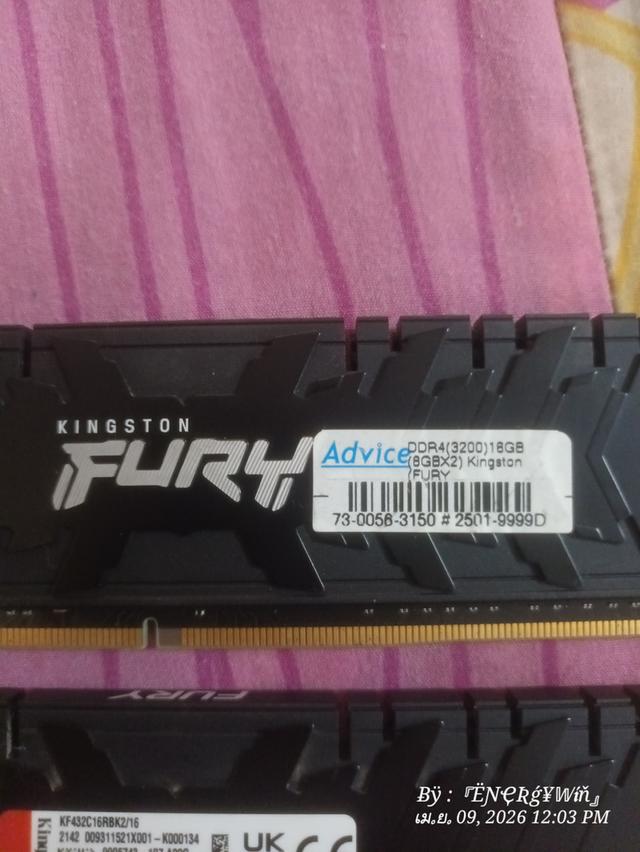 RAM  PC  DDR4  ( 3200 )  8GB  KINGSTON  FURY  BEAST  ราคา950รวมส่ง
