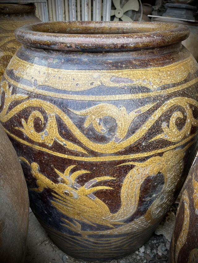 โอ่งไหหลำ ลายมังกร โอ่งดินเผาน้ำเคลือบโบราณ ศิลปะประเทศจีน 2