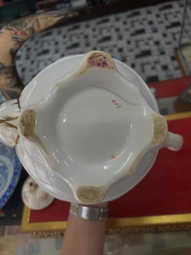 กาน้ำเนื้อเซรามิก porcelain งานยุโรปเก่า (ตำหนิตามภาพ) 2