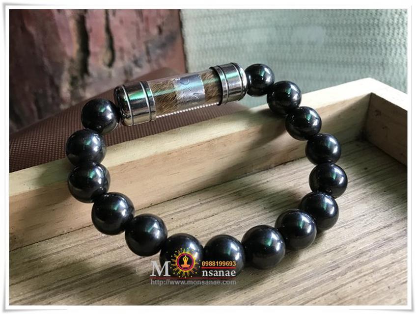 ตะกรุดหนังเสือไฟ + สร้อยหิน เฮมาไทต์ (Hematite)