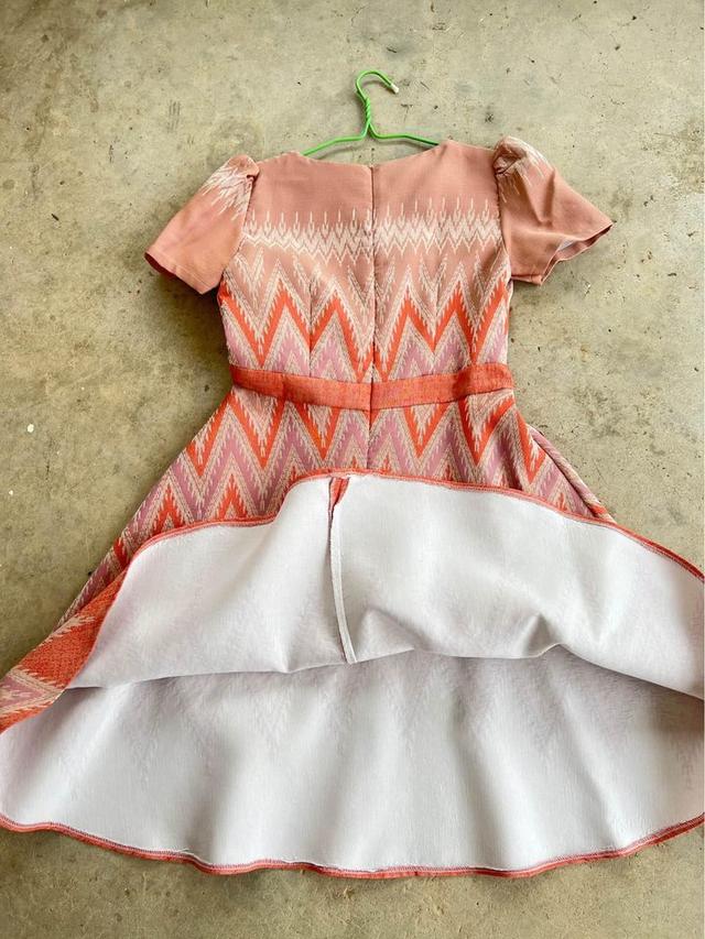 ชุดเดรสผ้าไทยสีส้ม ไซส์ L 3