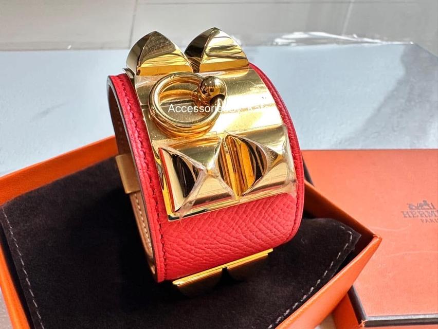 Used Like New Hermes CDC Bracelet Red Epsom Leather  9