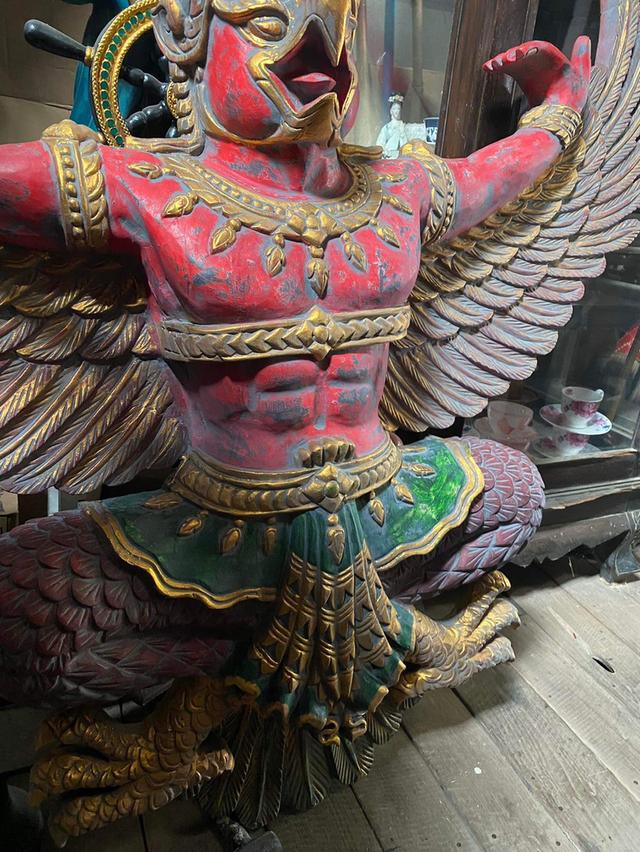 พญาครุฑไม้แกะ ครุฑไม้องค์ใหญ่ ขนาด120ซม