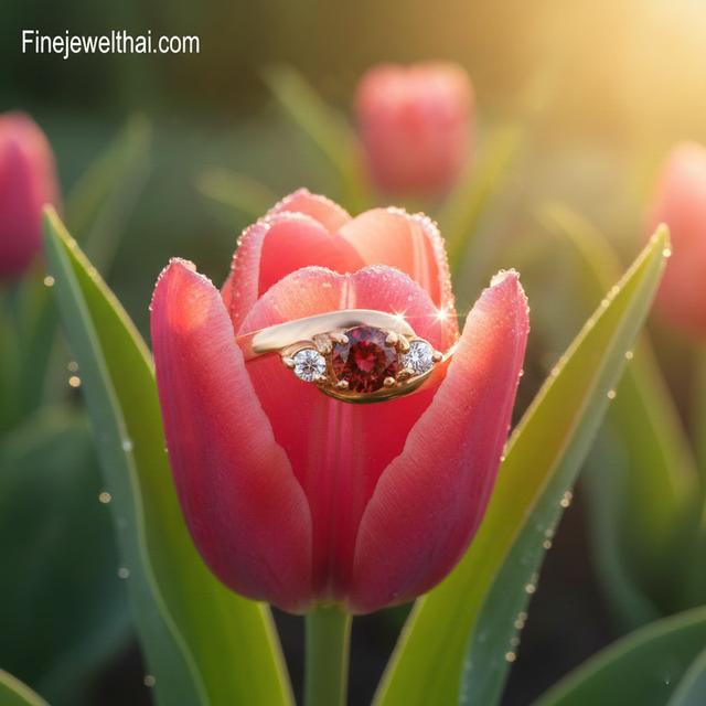 Finejewelthai แหวนโกเมน พลอยแท้ เสริมมงคล ต้อนรับปีใหม่ R1186