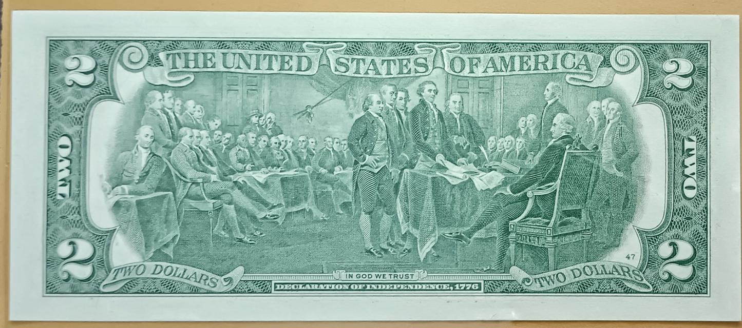 ธนบัตร 2 ดอลลาร์ สหรัฐอเมริกา USA, 2 Dollars, ไม่ผ่านใช้สวยมาก รูปย่อยที่ 2