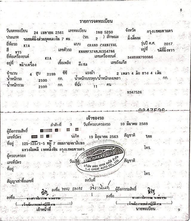 KIA GRAND CARNIVAL 2.2 EX ปี 2018 สีขาว โฉม ปี14-21 รูปที่ 17