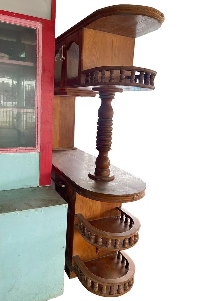 เคาน์เตอร์บาร์ไม้สัก ตู้บาร์ไม้สักทอง 3ชั้น บานกระจก ไม้สักทองคุณภาพ