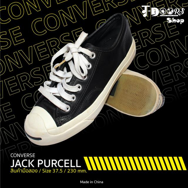 CONVERSE รองเท้าผ้าใบมือสอง Jack Purcell สีดำ หนัง สภาพสวยๆชิคๆ จัดส่งฟรี!!! เก็บปลายทาง