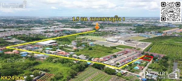 ที่สวยปลูกบ้าน/โกดังขนาดเล็ก 186.6 วา สะดวกติดถนน 3 ด้าน ในซอยค่ายกำแพงเพชร ใกล้เศรษฐกิจ และ พุทธสาคร 4