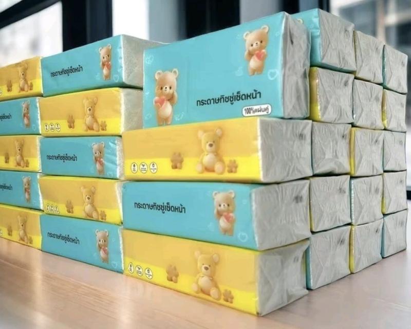 กระดาษทิชชู่หนาสองชั้น ขนาด 175×175 mmหิ้วละ 5 ห่อ