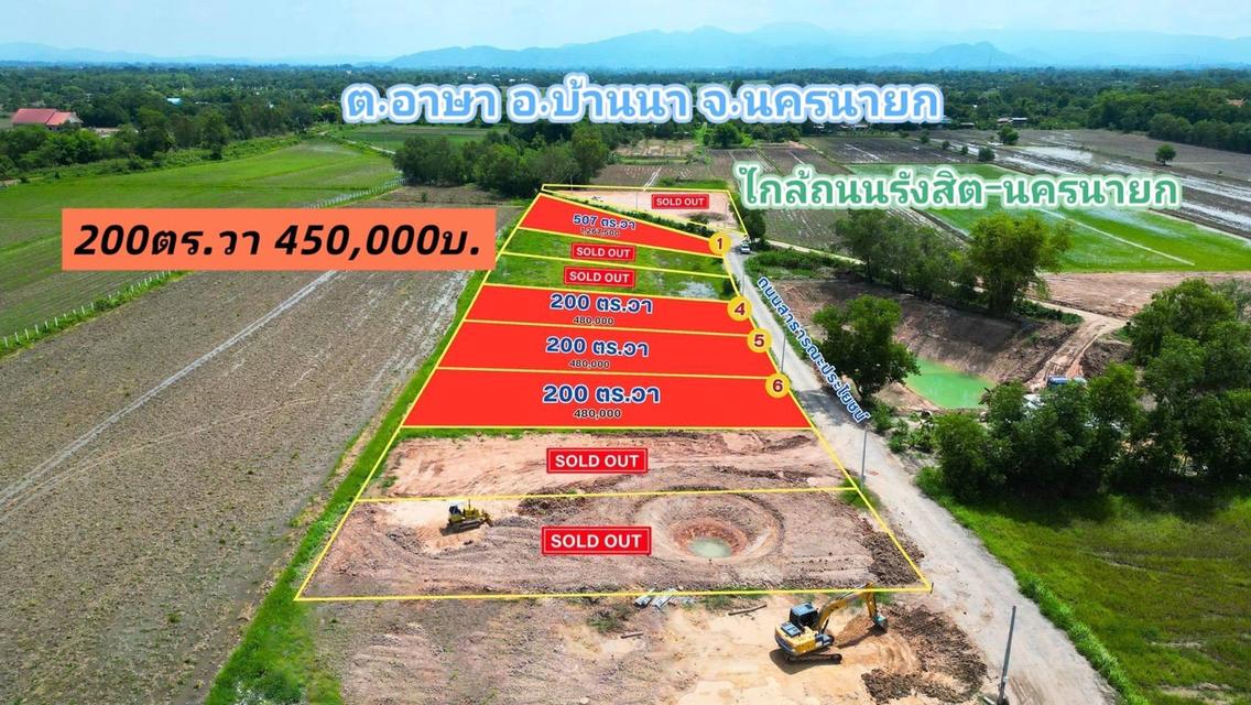 ที่ดินบ้านสวนวิวทุ่งนา ใกล้ถนนรังสิต–นครนายก เพียง 1 กม. เหลือ 2 แปลงสุดท้าย 2