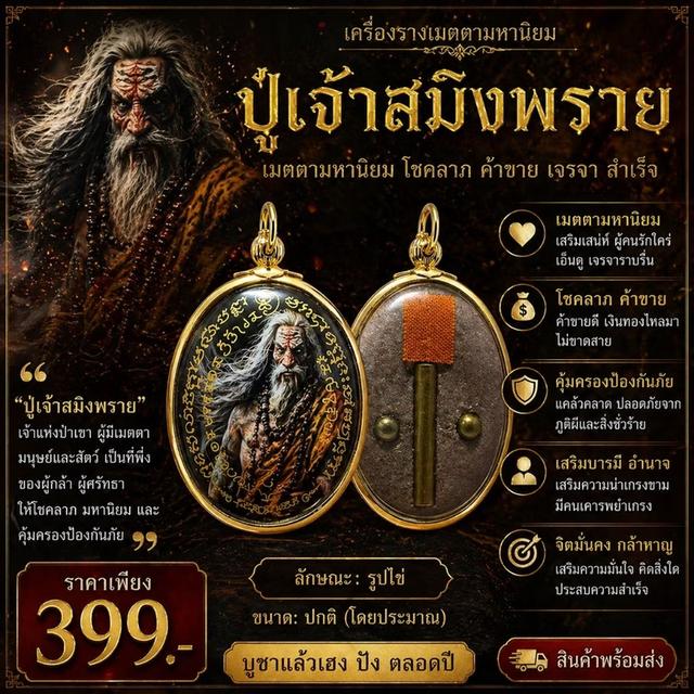 ล็อกเก็ตปู่เจ้าสมิงพราย รุ่นแรก ปี2568 | เลี่ยมไมครอนพร้อมขึ้นคอ | บรรจุมวลสารศักดิ์สิทธิ์ ตะกรุดหัวใจพ่อแก่ แร่ไพไรท์