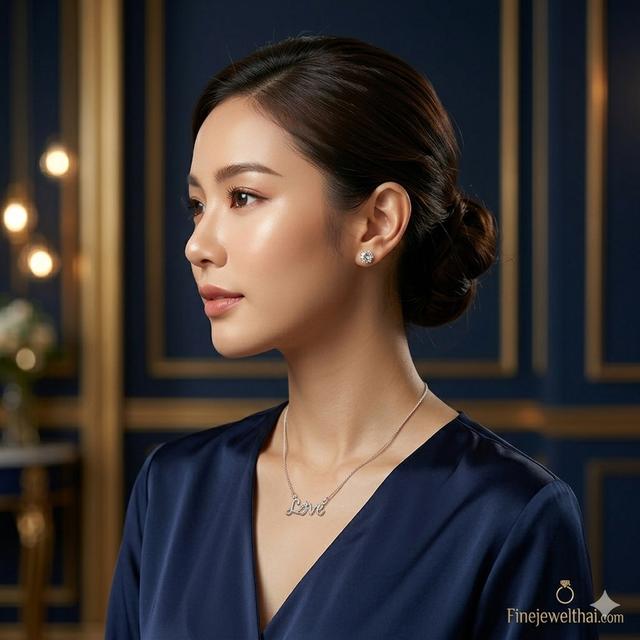 Finejewelthai สร้อยคอพร้อมจี้LOVE เงินแท้925 - L3072 รูปที่ 3