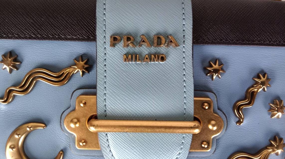 กระเป๋า PRADA Saffiano Shoulder Bag Saffiano leather Blue Gold Auth ar12338A Golden 19