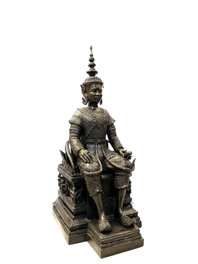 604.พระบรมรูปหล่อในหลวงรัชกาลที่ 5 พระบาทสมเด็จพระปรมินทรมหาจุฬาลงกรณ์ พระจุลจอมเกล้าเจ้าอยู่หัว ทรงประทับนั่งบัลลังก์ หน้าตัก 14 นิ้ว 4