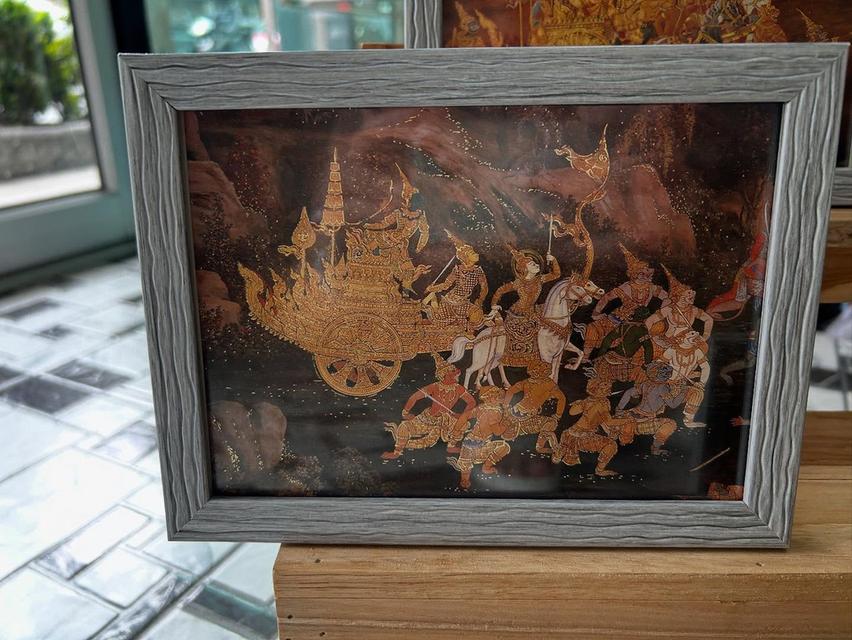 ชุดภาพรามเกียรติ์เก่า 5 ใบพร้อมกรอบ เป็น สคส ชุดรามเกียรติ์เก่า ไม่ต่ำกว่า 20 ปี 3