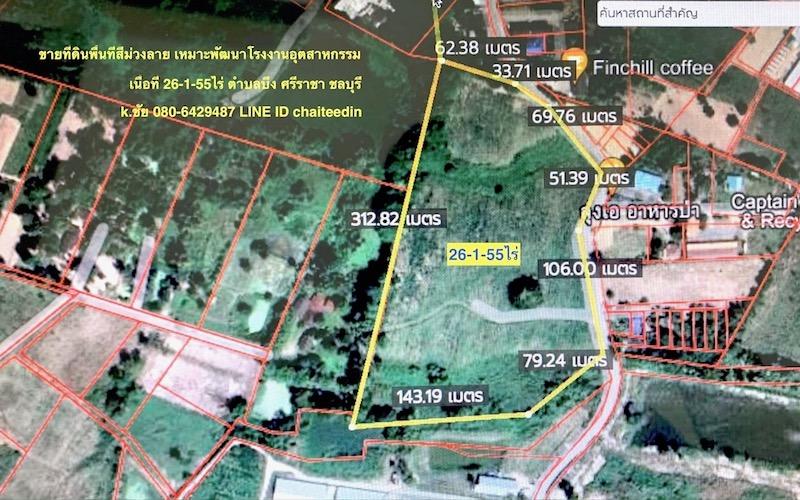 ขายที่ดินพื้นที่สีม่วง เนื้อที่ 26.5ไร่ ตำบลบึง ศรีราชา ชลบุรี ใกล้นิคมปิ่นทอง 1,2,3,4 ที่ดินเหมาะพัฒนาอุตสาหกรรม โกดัง-โรงงานผังเมือง EEC สีม่วงลาย 8