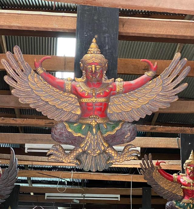 พญาครุฑไม้สัก ครุฑไม้แกะสลัก ขนาด120ซม