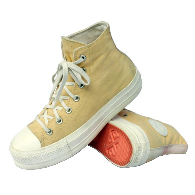 CONVERSE ผ้าใบหุ้มข้อมือสอง สีครีม-เหลืองอ่อน สภาพงามกริ๊บๆ จัดส่งฟรี!!! เก็บปลายทาง 8