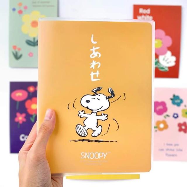 สมุดโน๊ตปก Pvc ขุ่น มีเส้น ขนาด A5 ลาย Snoopy 2