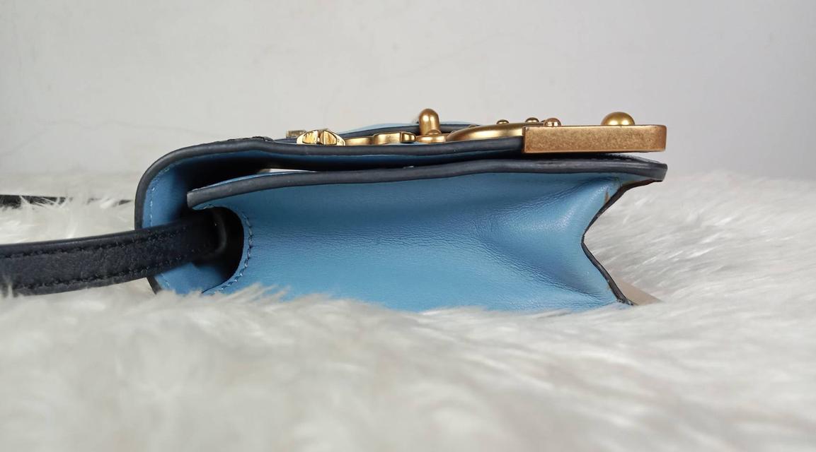 กระเป๋า PRADA Saffiano Shoulder Bag Saffiano leather Blue Gold Auth ar12338A Golden 10