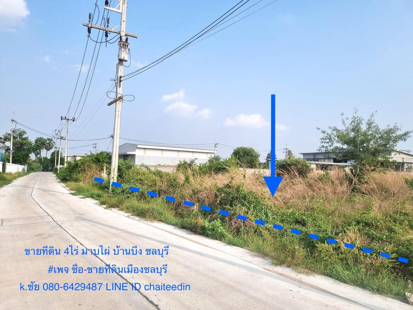 ขายที่ดินเปล่าเนื้อที่ 4ไร่ ขนาด 55x110เมตร ตำบลมาบไผ่ บ้านบึง ชลบุรี ผังเมือง EEC สีเหลืองอ่อนใกล้สำนักงาน อบต.สำนักบก ห่างจากแยกดอนหัวฬ่อ 1