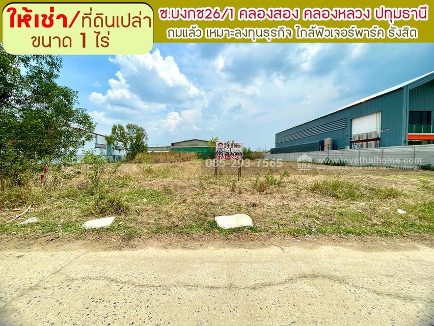 ให้เช่าที่ดิน ซอยบงกช26/1 คลองสอง คลองหลวง ปทุมธานี พื้นที่ 1 ไร่ ถมแล้ว เหมาะแก่การลงทุนธุรกิจ ใกล้ฟิวเจอร์พาร์ค รังสิต 1
