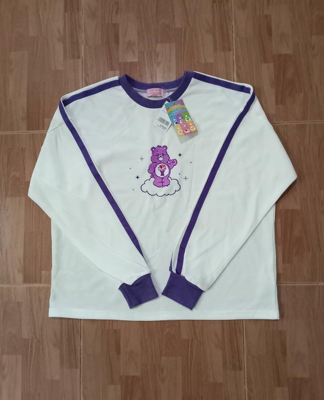 CARE BEARS x ACDC RAG (สภาพใหม่ป้ายห้อย) เสื้อแขนยาวเย็บแต่งแถบแขนสีม่วง ปักหน้าอก+ต้นคอหลัง งานสวยสะอาด ไม่มีตำหนิ