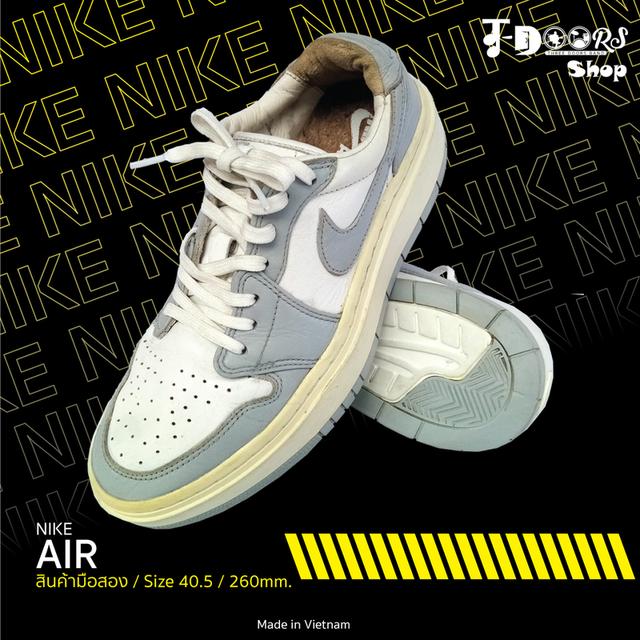 NIKE รองเท้าผ้าใบมือสอง สีเทา-ขาว พื้นสูง สภาพเหมือนใหม่ จัดส่งฟรี!!! เก็บปลายทาง