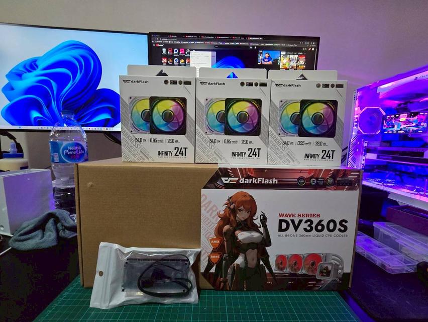 DarkFlash DV360S ชุดระบายความร้อน CPU ด้วยน้ําสามตอน และ พัดลมเคสคอม (ไม่ผ่านการใช้งาน)