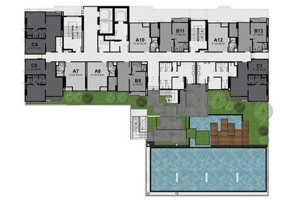 เจ้าของปล่อยเช่า คอนโด Rhythm Asoke 1 ชั้น 33 ห้องสตูดิโอ 22.5 ตรม. วิวสระว่ายน้ำ+เมือง 20