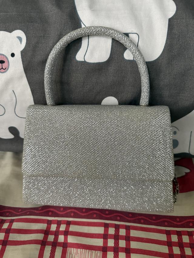 กระเป๋า Silver Glitter Evening Clutch Bag