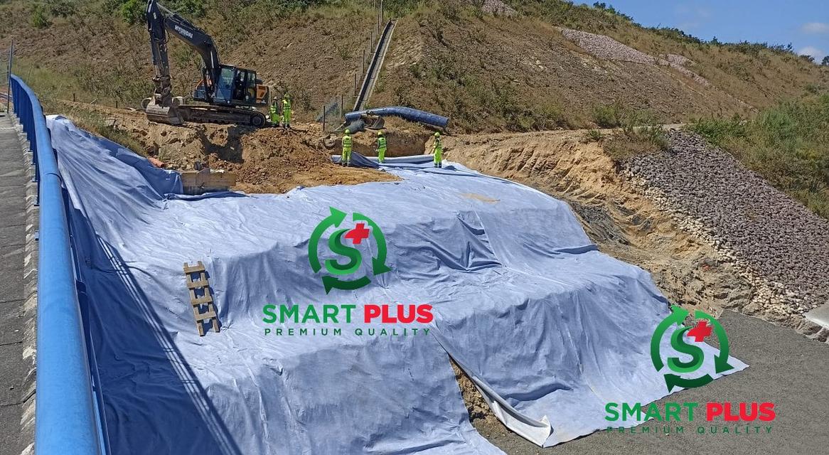 Geotextile แผ่นใยสังเคราะห์ 150กรัม กว้าง 2.0เมตร ยาว 100 เมตร ทนทาน สำหรับงานก่อสร้าง ปูรองหิน กันหญ้าขึ้น งานถนน กันดินสไลด์ งาจัดสวน