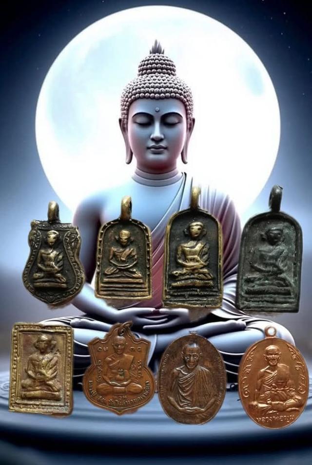 เหรียญหล่อโบราณหลวงพ่อไปล่(คละพิมพ์) หลวงปู่สอน หลวงพ่อเกษม หลวงพ่อมุม