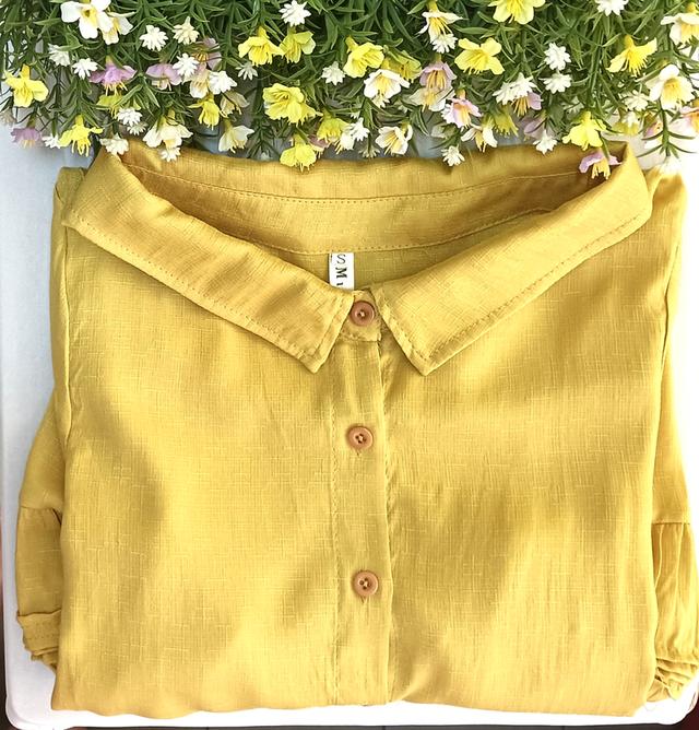 เสื้อเชิ้ตแขนพองแขนสามส่วน, สีเหลืองมัสตาร์ด size S