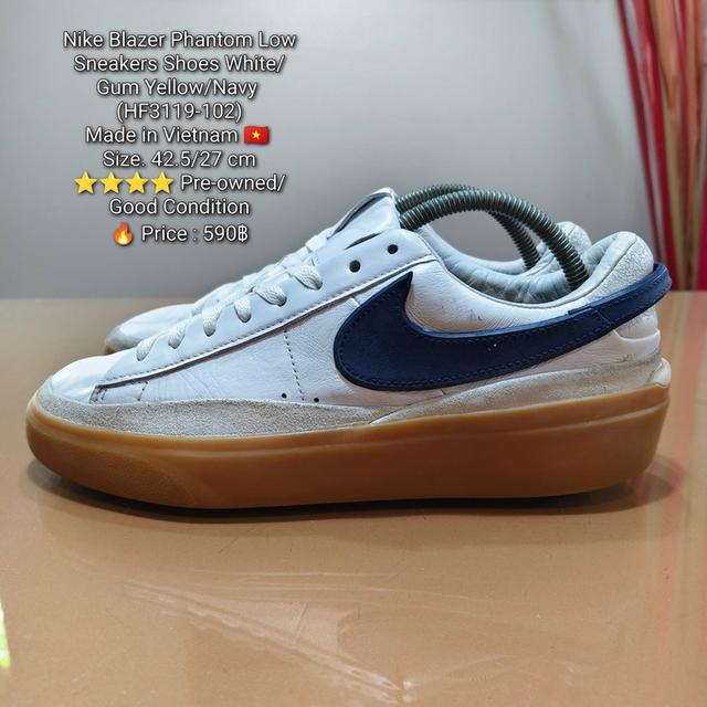 Nike Blazer Phantom Low Sneakers Shoes White/Gum Yellow/Navy (HF3119-102)Made in Vietnam 🇻🇳 Size. 42.5/27 cm⭐⭐⭐⭐ Pre-owned/ Good Condition🔥