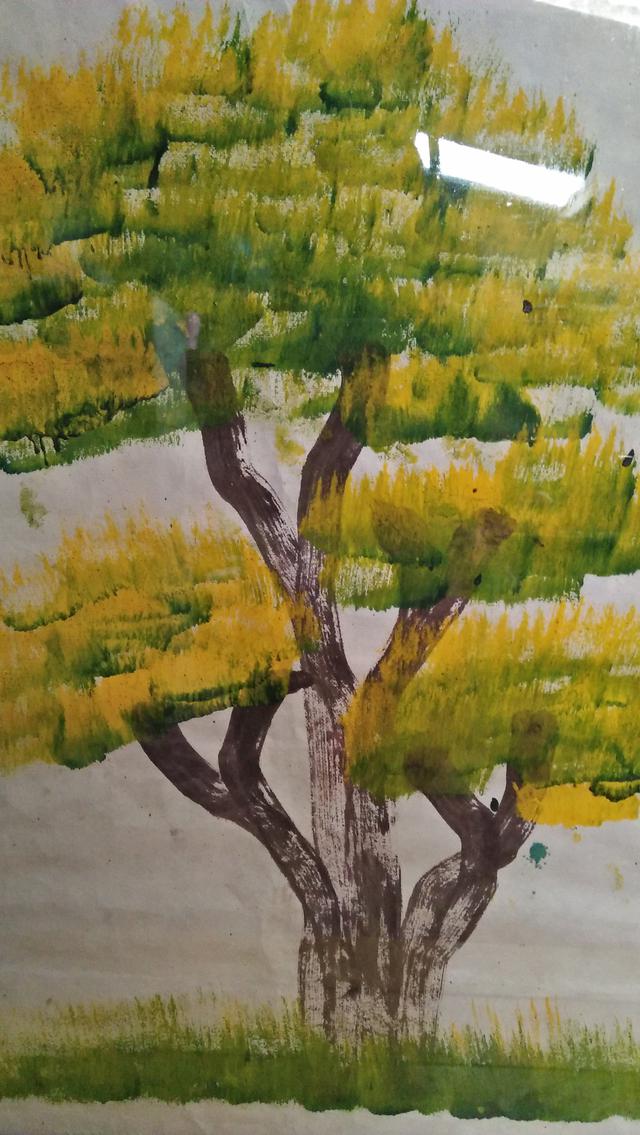 กรอบรูปผลงานศิลปะจากช้างไทยวาดรูป ต้นไม้ของพ่อ 4