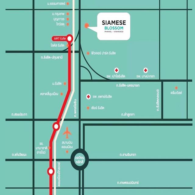 ให้เช่าทาวน์เฮ้าส์19.2ตรว. ม.ไซมิส บลอสซั่ม พหลฯ-วิภาวดี บ้านใหม่ไม่เคยเข้าอยู่ ส่วนกลางครบ 8