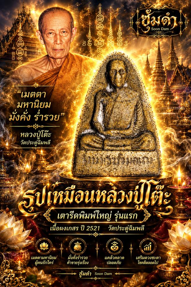 🔥 หลวงปู่โต๊ะ พิมพ์เตารีดใหญ่ บล็อคแรก เนื้อผงเกษร