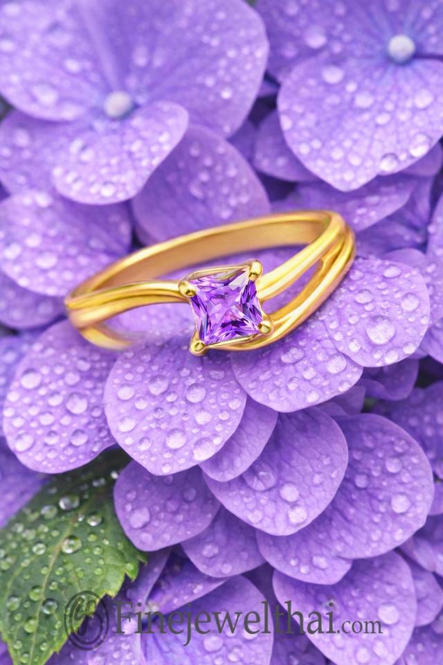 Finejewelthai แหวนอะเมทิสต์ พลอยแท้ เสริมดวงด้านความรัก พลอยประจำเดือนเกิด