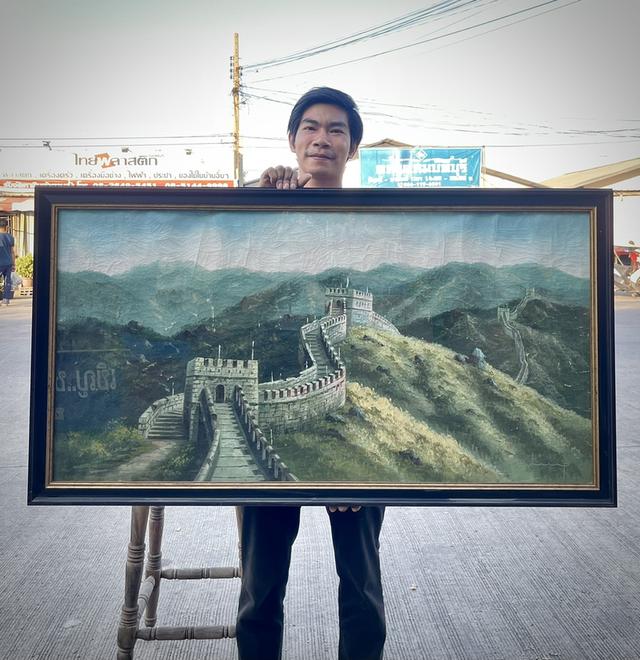 ภาพวาดสีน้ำมันกำแพงเมืองจีน ภาพวาดกำแพงเมืองจีนสีน้ำมัน ภาพวาดสีน้ำมันเก่า