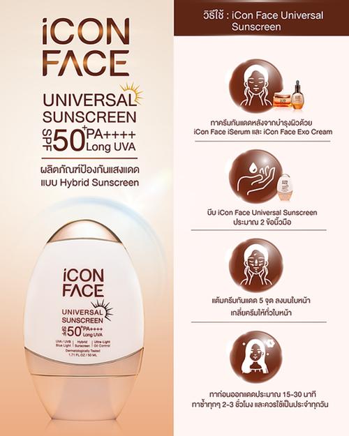 iCon Face Universal Sunscreen SPF 50+ PA++++ ครีมกันแดด ไอคอน เฟส 4