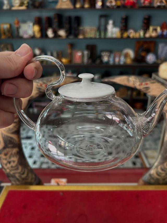 กาน้ำชาแก้วเป่า งานแก้เป่าอย่างบาง สภาพไม่ผ่านการใช่ 3